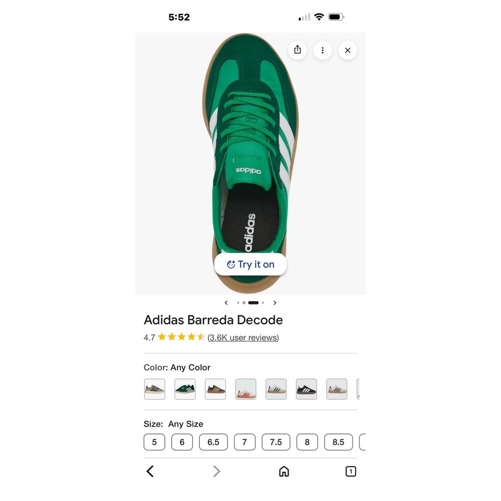Adidas Barreda Decode Women’s Low Top Lace-Up Sneaker in Green and White